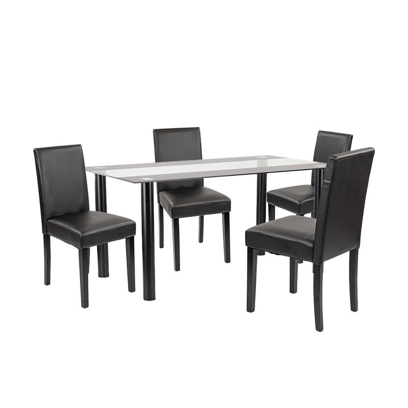 Leziter Set de masă Cadiz 4+1 negru-negru