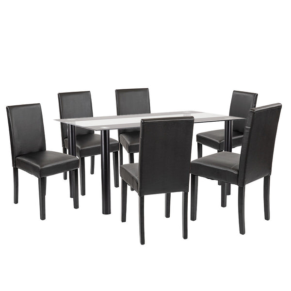Leziter Set de masă Cadiz 6+1 negru-negru
