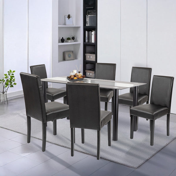 Leziter Set de masă Cadiz 6+1 negru-negru