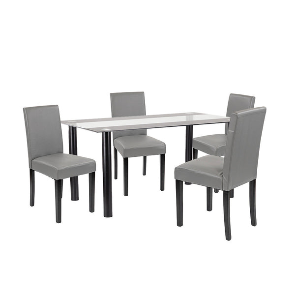 Leziter Set de masă Cadiz 4+1 negru-gri