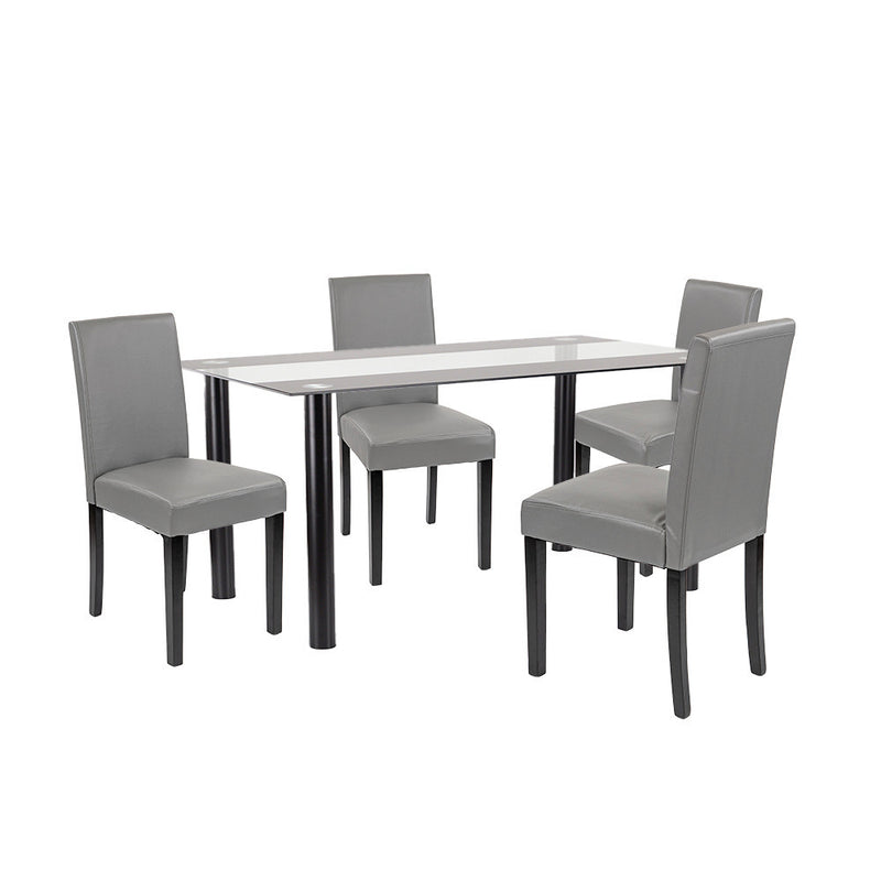 Leziter Set de masă Cadiz 4+1 negru-gri