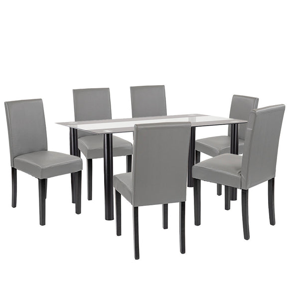 Leziter Set de masă Cadiz 6+1 negru-gri