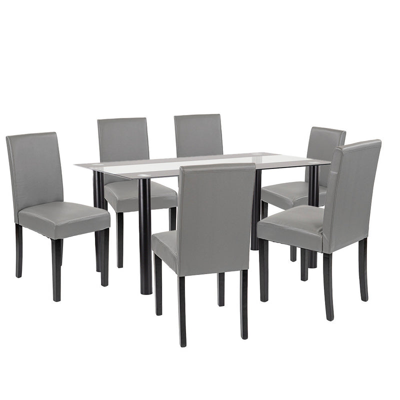 Leziter Set de masă Cadiz 6+1 negru-gri