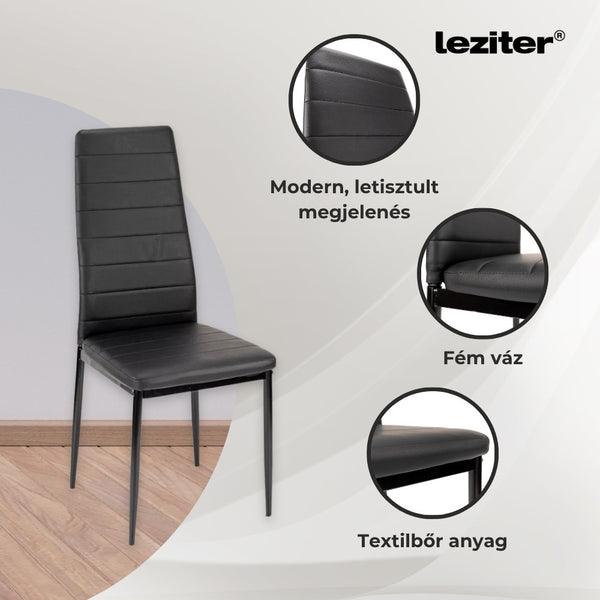 Leziter Norman 4+1 set de sufragerie negru