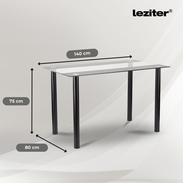 Leziter Masă de dining pătrată Riona 120 cm din sticlă neagră