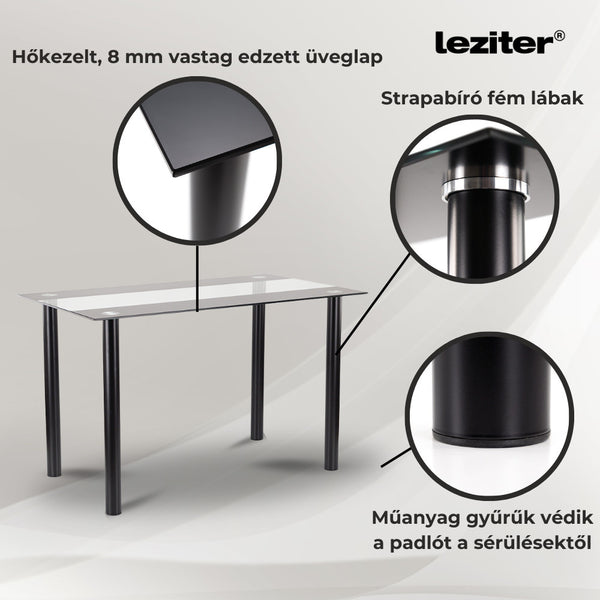 Leziter Masă de dining pătrată Riona 120 cm din sticlă neagră