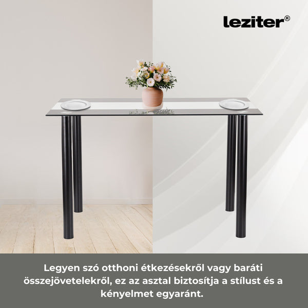 Leziter Masă de dining pătrată Riona 120 cm din sticlă neagră