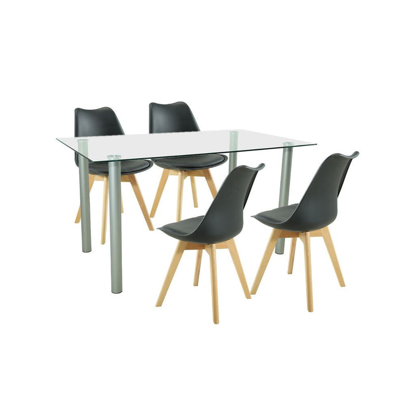 Leziter Set de masă Midori 4+1 negru