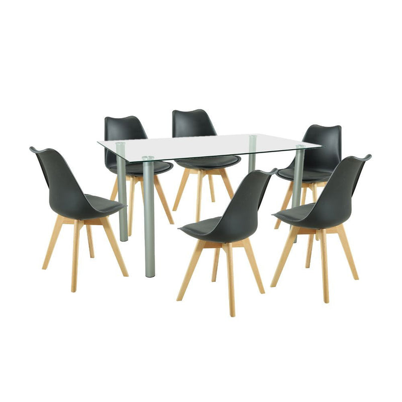 Leziter Set de masă Midori 6+1 negru