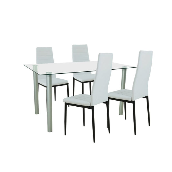 Leziter Set de masă Verna 4+1 alb-negru