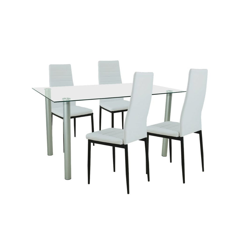 Leziter Set de masă Verna 4+1 alb-negru