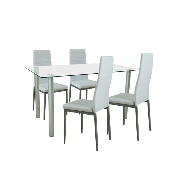 Leziter Set de masă Verna 4+1 alb-gri