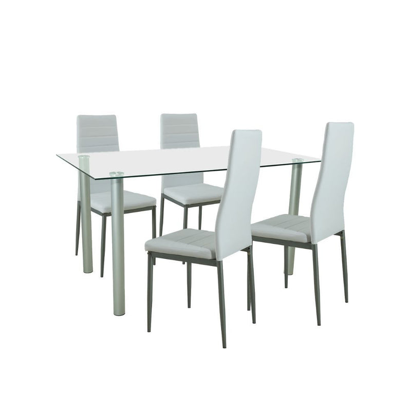 Leziter Set de masă Verna 4+1 alb-gri