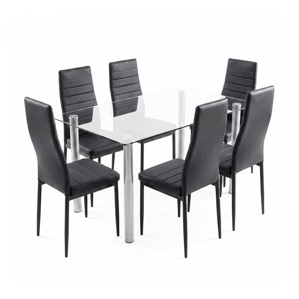 Leziter Set de masă Verna 6+1 negru-negru