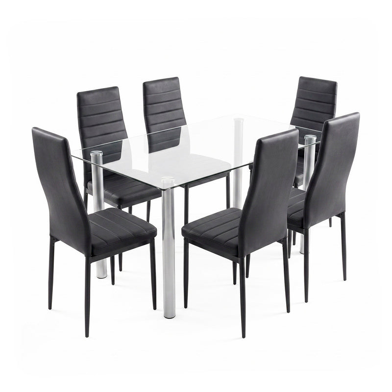 Leziter Set de masă Verna 6+1 negru-negru