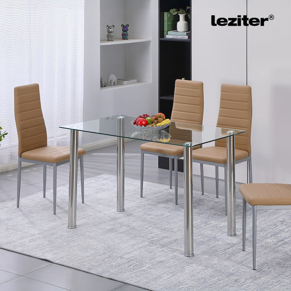 Leziter Masă de dining pătrată Berna 140 cm din sticlă transparentă
