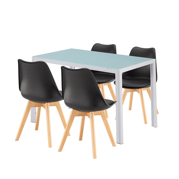 Leziter Set de sufragerie Liva 4+1 alb-negru