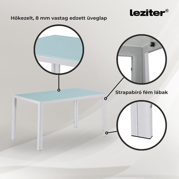 Leziter Set de sufragerie Liva 4+1 alb-negru