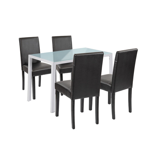 Leziter Set de masă Mira 4+1 alb-negru