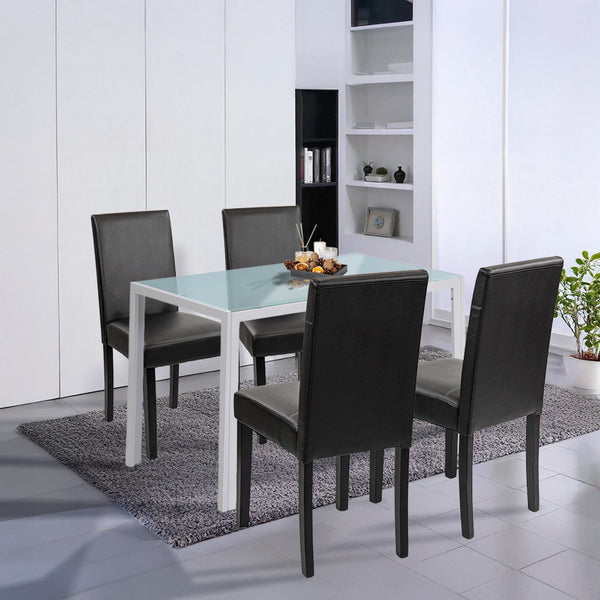 Leziter Set de masă Mira 4+1 alb-negru