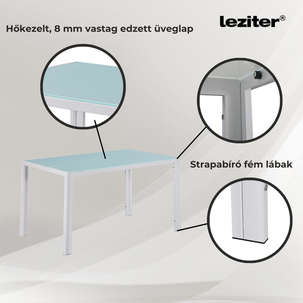 Leziter Set de masă Mira 4+1 alb-negru