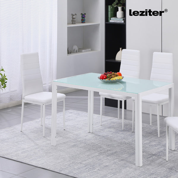 Leziter Masă pătrată Ezra 120 cm, din sticlă, albă