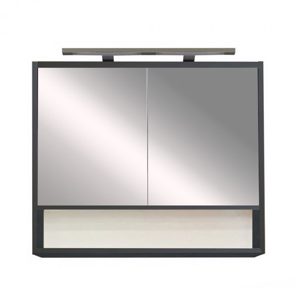 Leziter Dulap baie cu oglinda Luna 80, suspendat, antracit