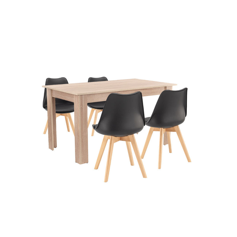 Leziter Set de masă Zara 4+1 negru-stejar Sonoma