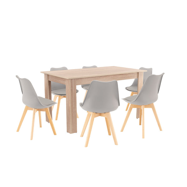 Leziter Set de masă Zara 6+1 gri-stejar Sonoma