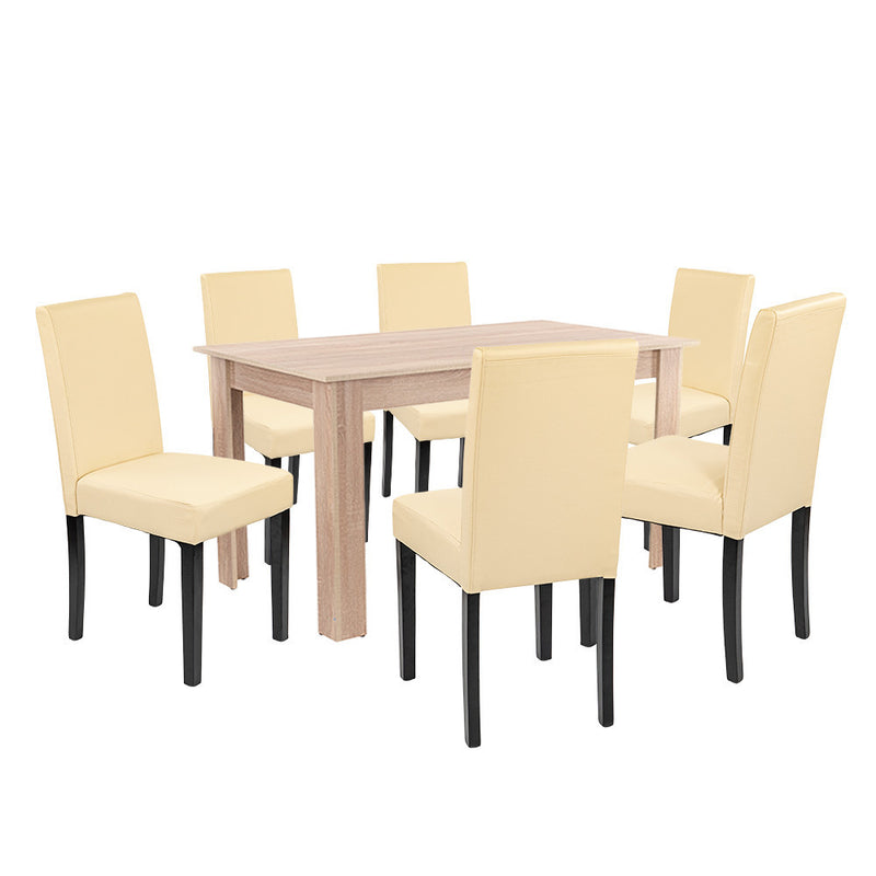 Leziter Set de masă Leon 6+1 stejar Sonoma-bej