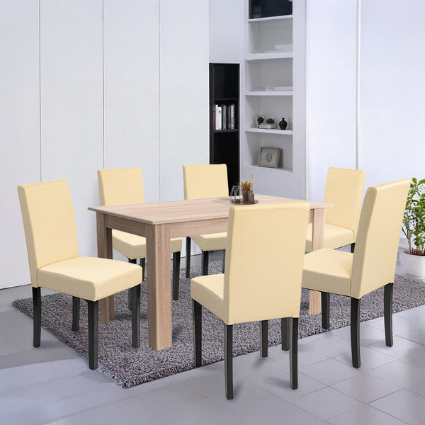 Leziter Set de masă Leon 6+1 stejar Sonoma-bej