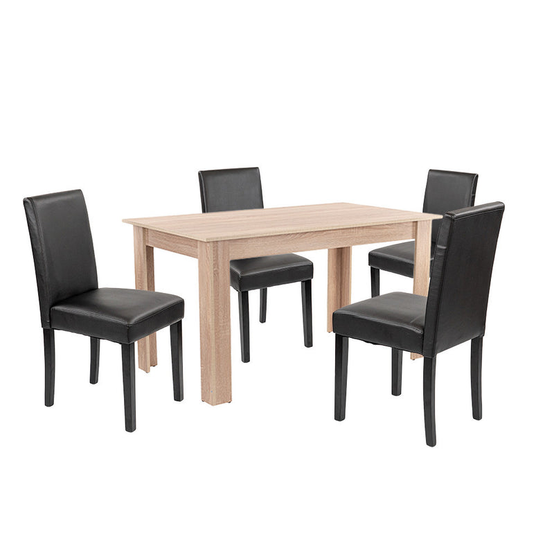 Leziter Set de masă Leon 4+1, stejar Sonoma-negru