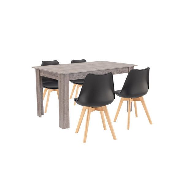 Leziter Set de masă Zara 4+1 negru-stejar York