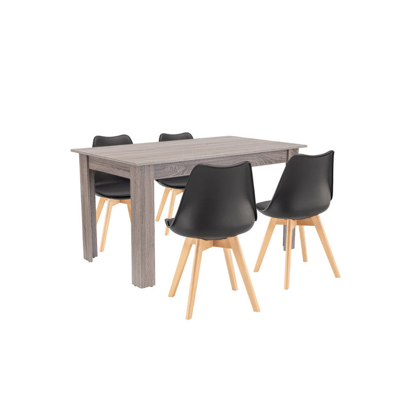 Leziter Set de masă Zara 4+1 negru-stejar York