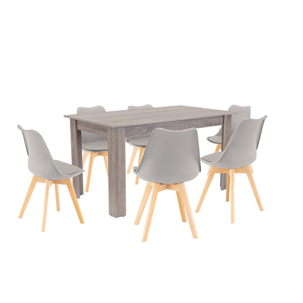 Leziter Set de masă Zara 6+1 gri-stejar York