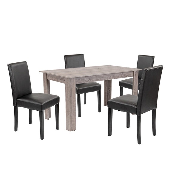 Leziter Set de masă Leon 4+1 stejar York-negru