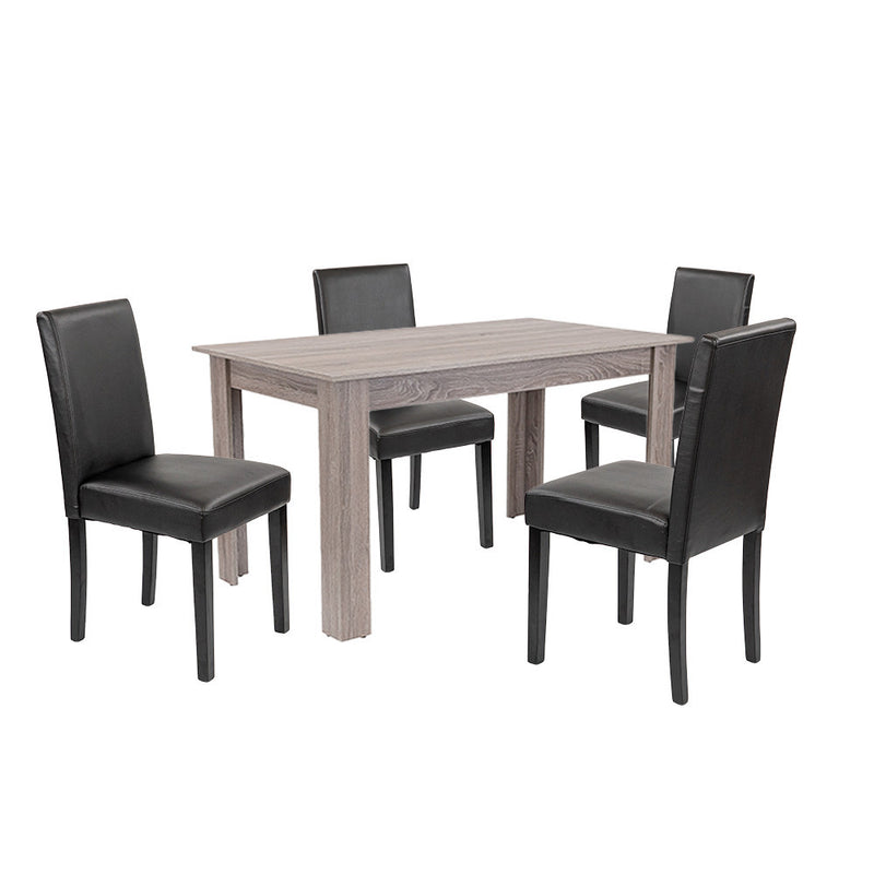 Leziter Set de masă Leon 4+1 stejar York-negru