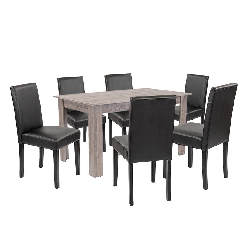 Leziter Set de masă Leon 6+1 stejar York-negru
