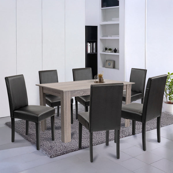 Leziter Set de masă Leon 6+1 stejar York-negru