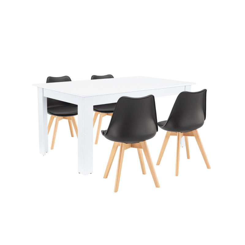 Leziter Set de masă Lola 4+1 alb-negru