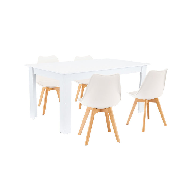 Leziter Set de masă Lola 4+1 alb-alb