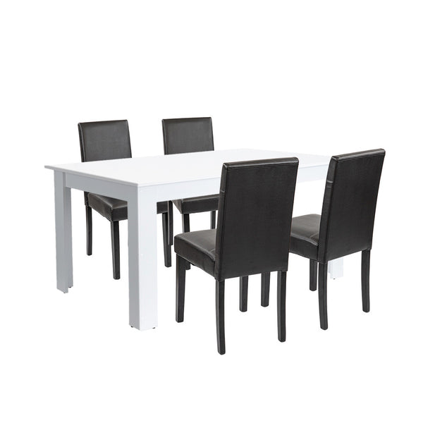 Leziter Set de masă Leon 4+1 alb-negru