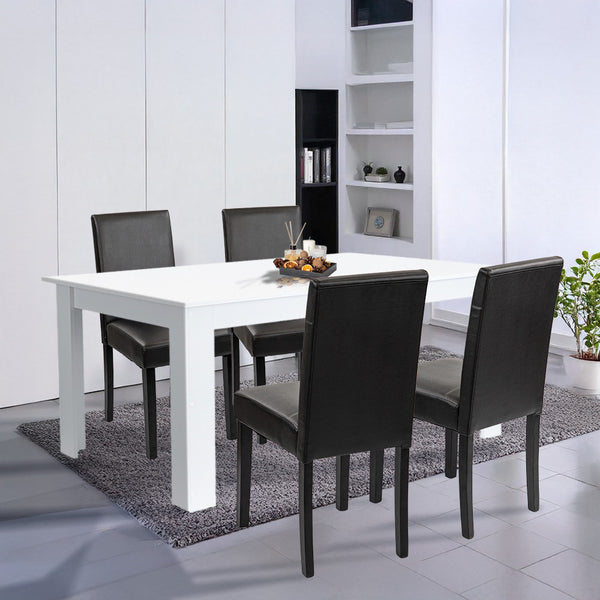 Leziter Set de masă Leon 4+1 alb-negru