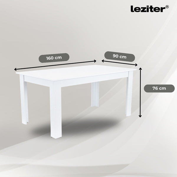 Leziter Set de masă Leon 6+1 alb-negru