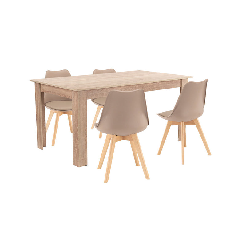 Leziter Set de masă Lola 4+1 bej-stejar Sonoma