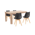 Leziter Set de masă Lola 4+1 negru-stejar Sonoma