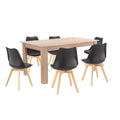 Leziter Set de masă Lola 6+1 negru-stejar Sonoma
