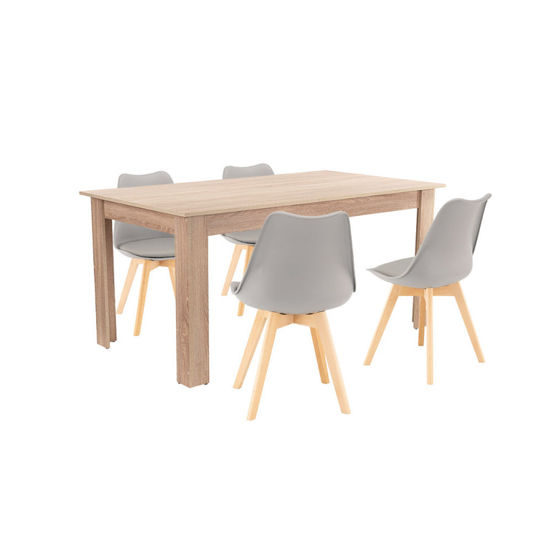 Leziter Set de masă Lola 4+1 gri-stejar Sonoma