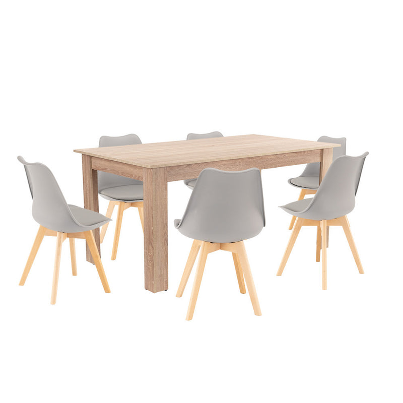 Leziter Set de masă Lola 6+1 gri-stejar Sonoma