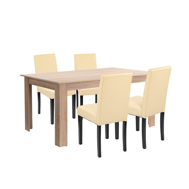 Leziter Set de masă Leon 4+1 stejar Sonoma-bej